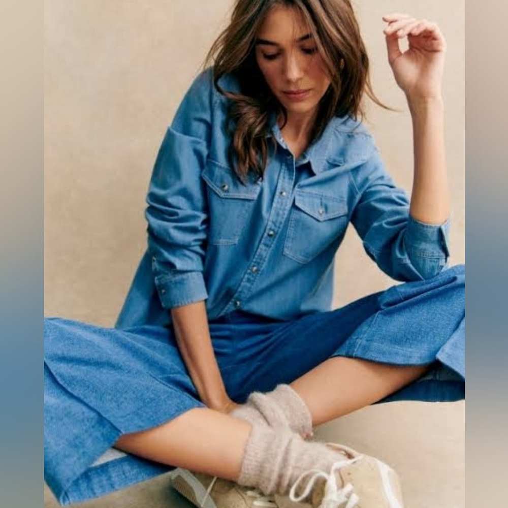 Sezane Denim Buttin Down Shirt